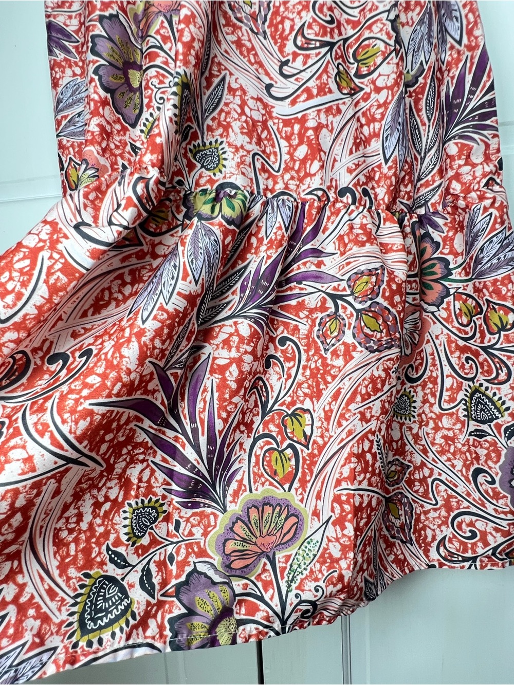 Rachel Zoe Floral Maxi Skirt Silk Feel Tiered Hem Design and Side Tie Sz Small - Picture 3 of 9